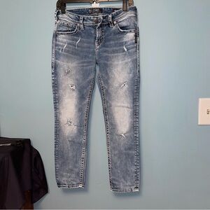 Silver Jeans Boyfriend Intentionally Distressed and Faded Jeans Size 28